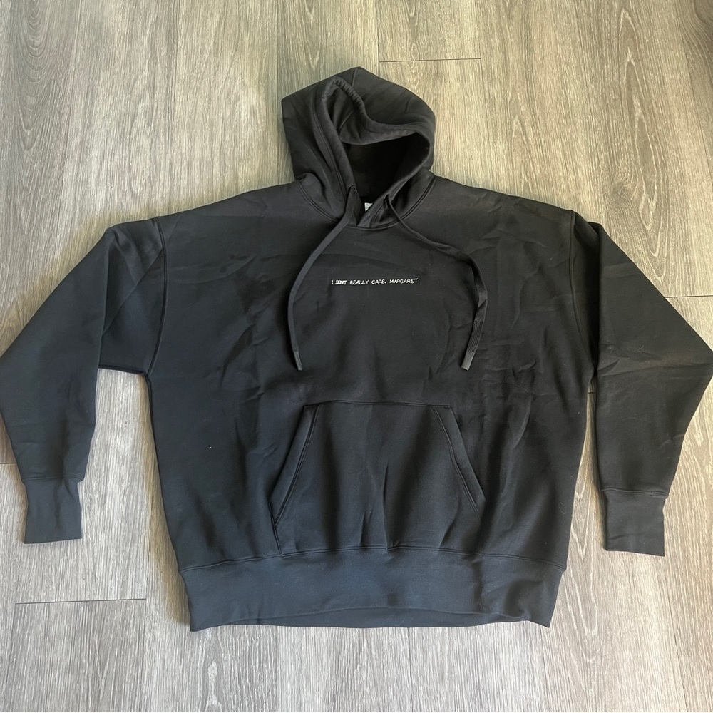 I DON’T REALLY CARE, MARGARET Black Hoodie Size L/XL